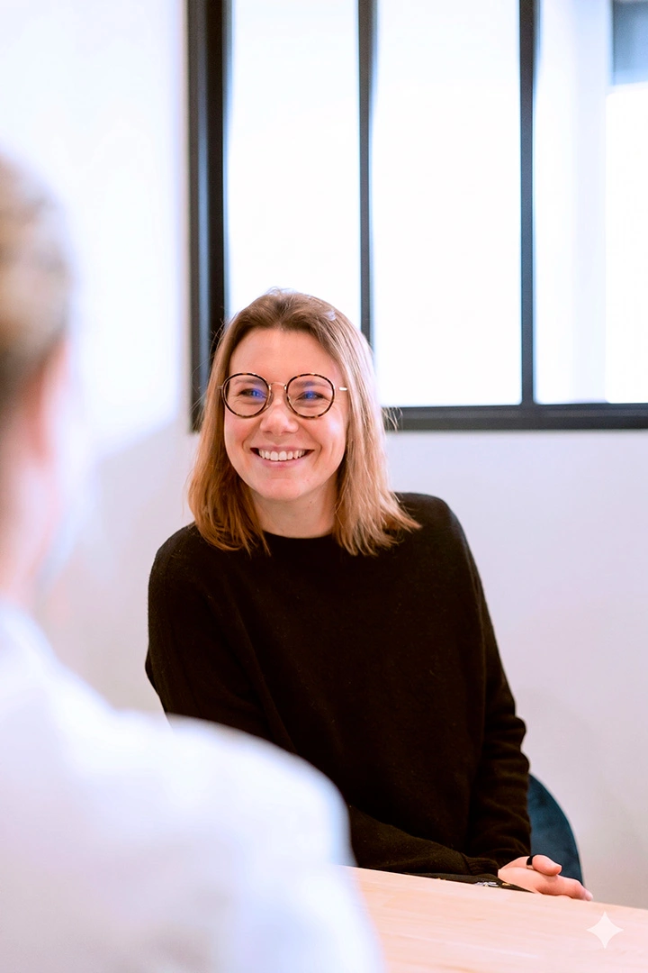 Échange souriant lors d'un rendez-vous d'information avant un soin EMS au centre Clin'Epil de Marcq-en-Barœul