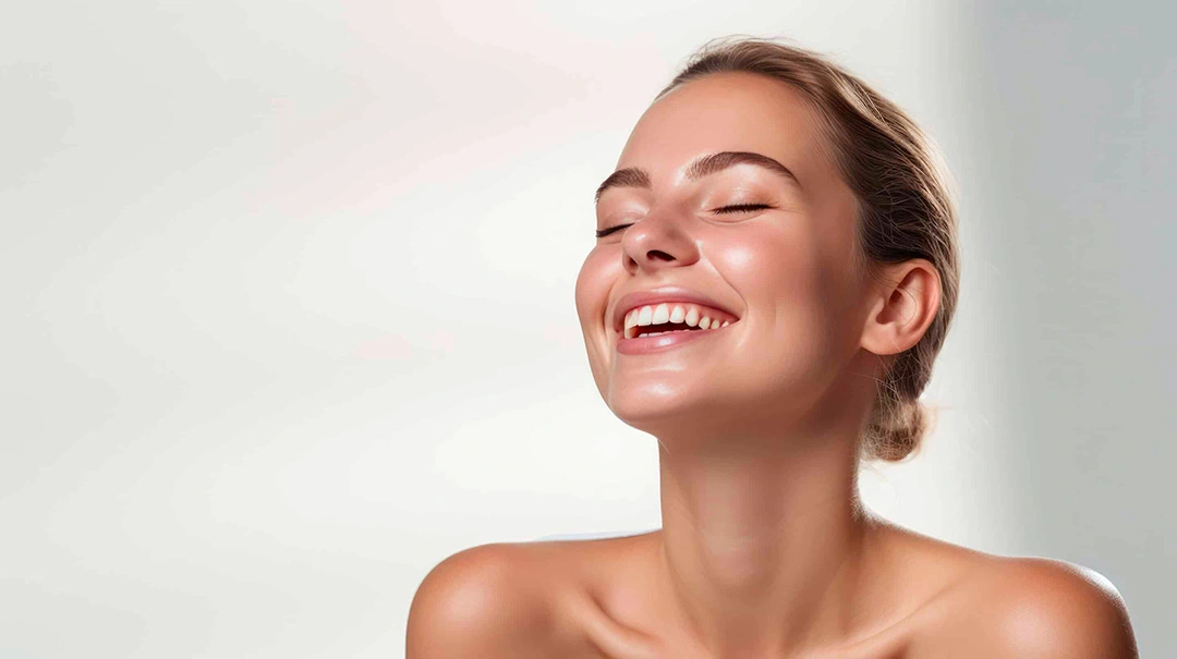 Femme souriante avec une peau lisse et lumineuse après un soin photo-rajeunissant au centre Clin’Epil à Marcq-en-Barœul.